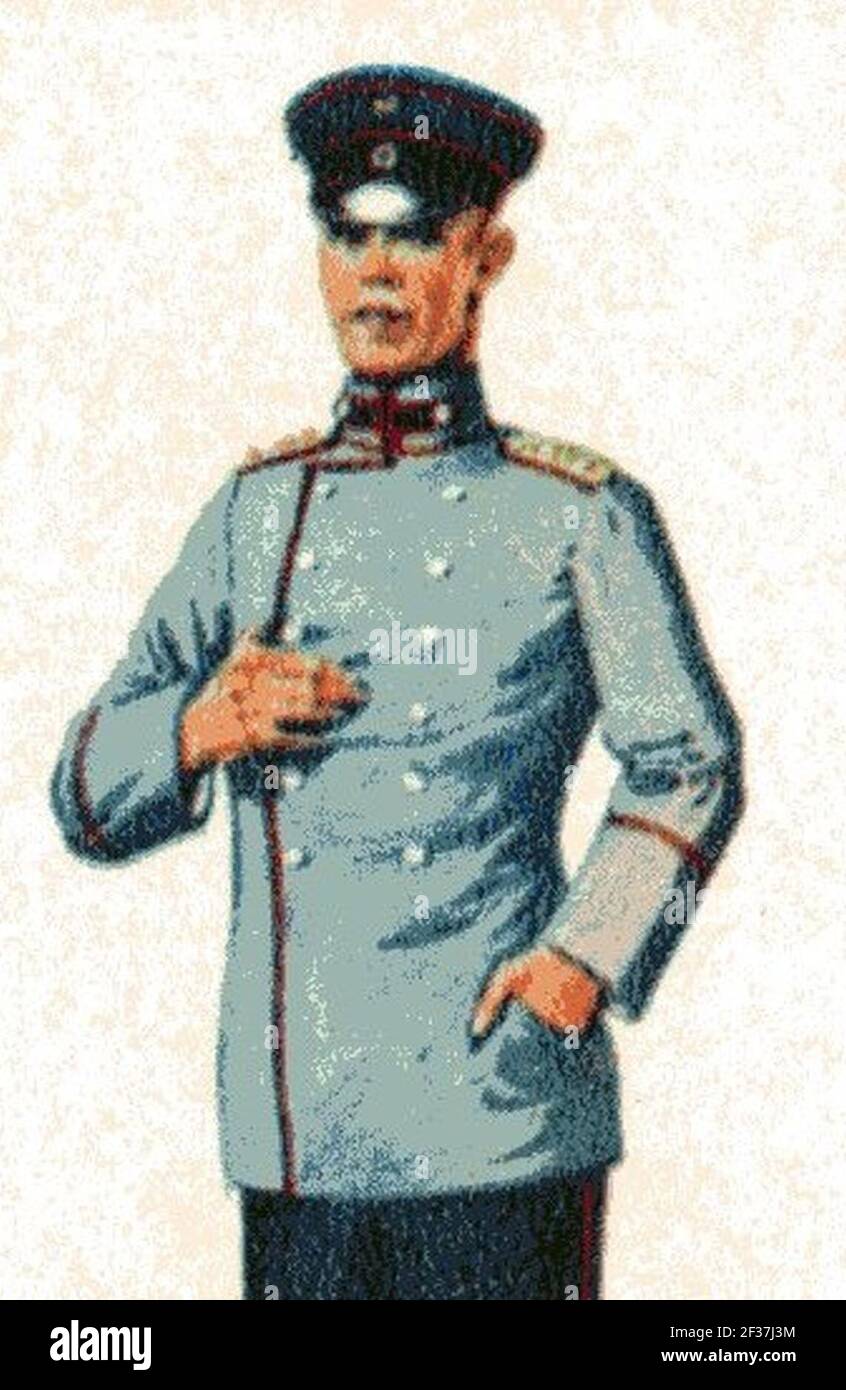 Preußischer Hauptmann in Litewka um 1910. Stock Photo