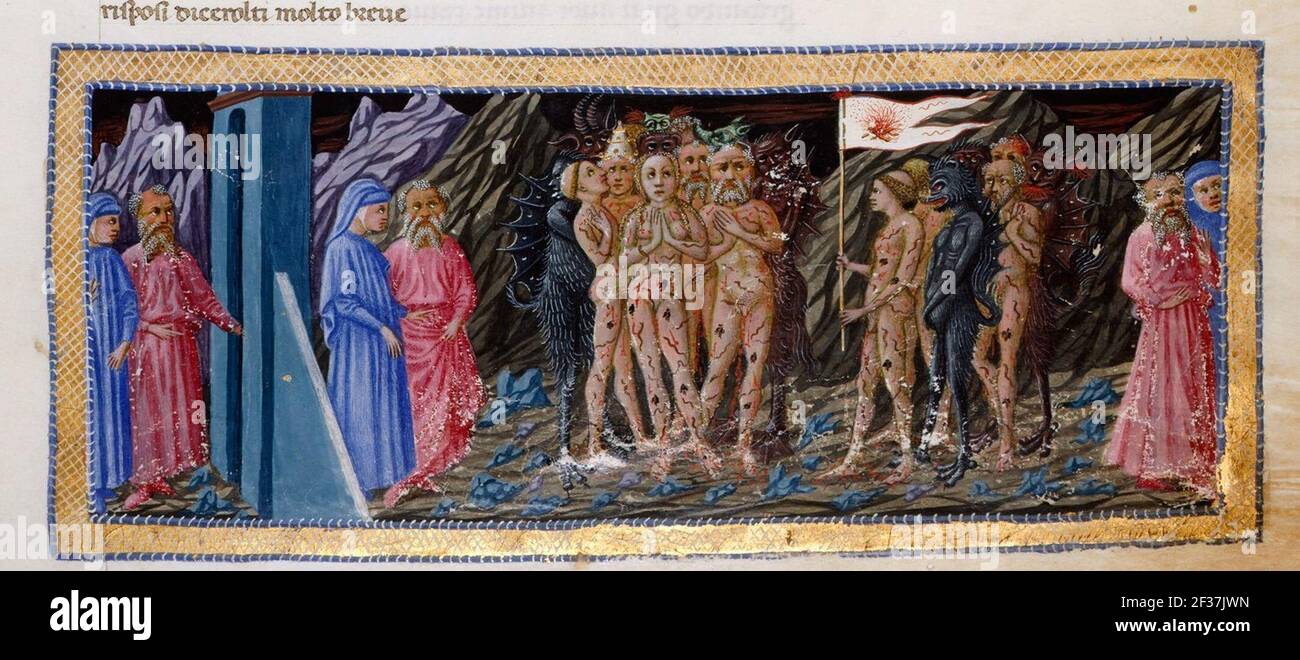 Priamo della Quercia. Miniature from Dante's Divine Comedy Stock Photo