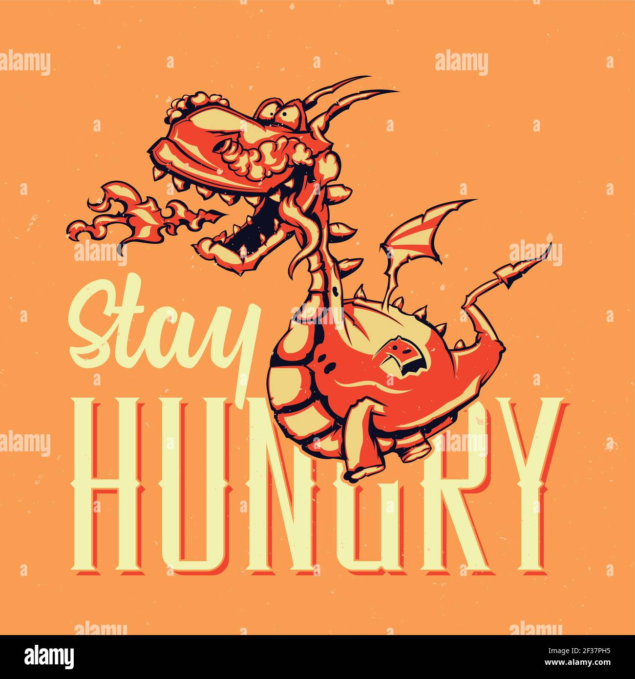 T-shirt or poster design with illustration of dragon Stock Vector