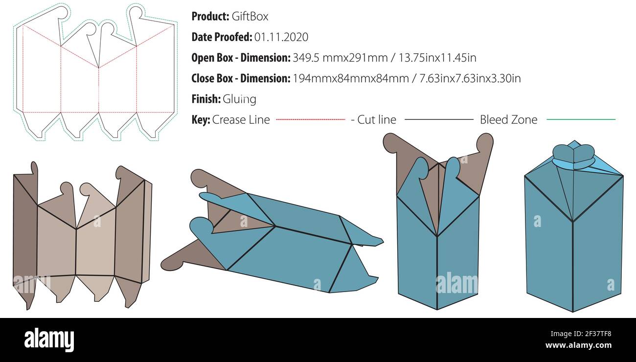 Gift box for many products die cut template vector Stock Vector