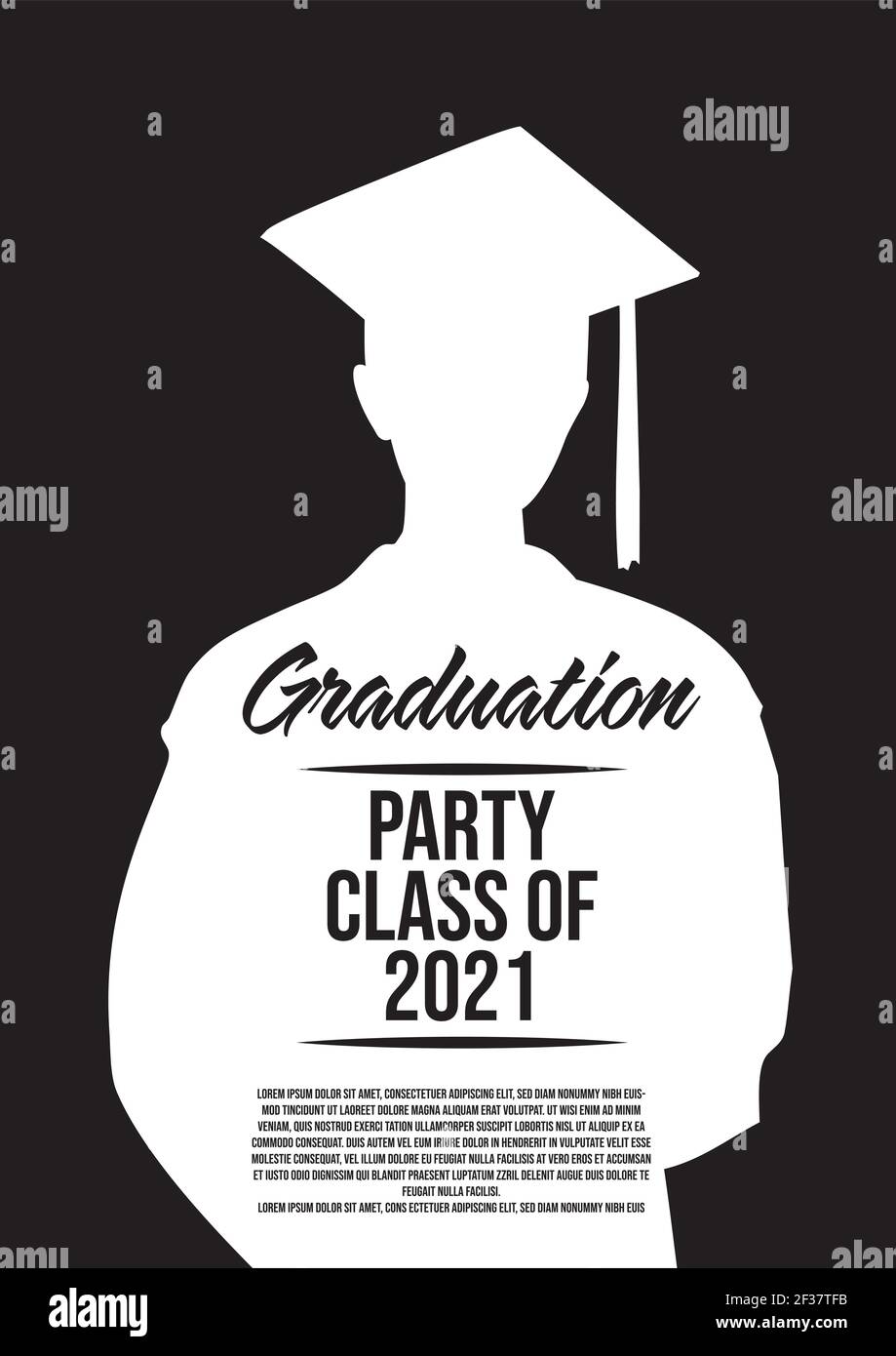 Graduation class of 2021 poster minimalstic silhouette template vector Stock Vector