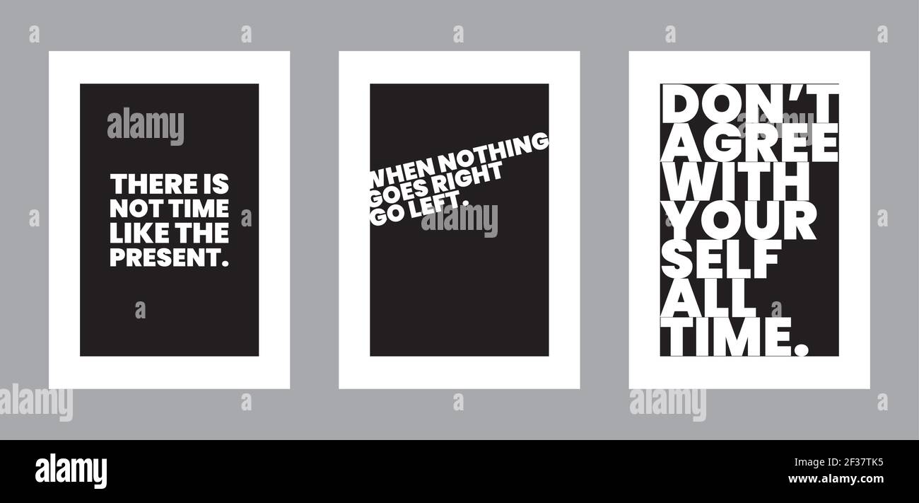 Three minimalist posters typography , wall decor, flat design,poster designvector Stock Vector