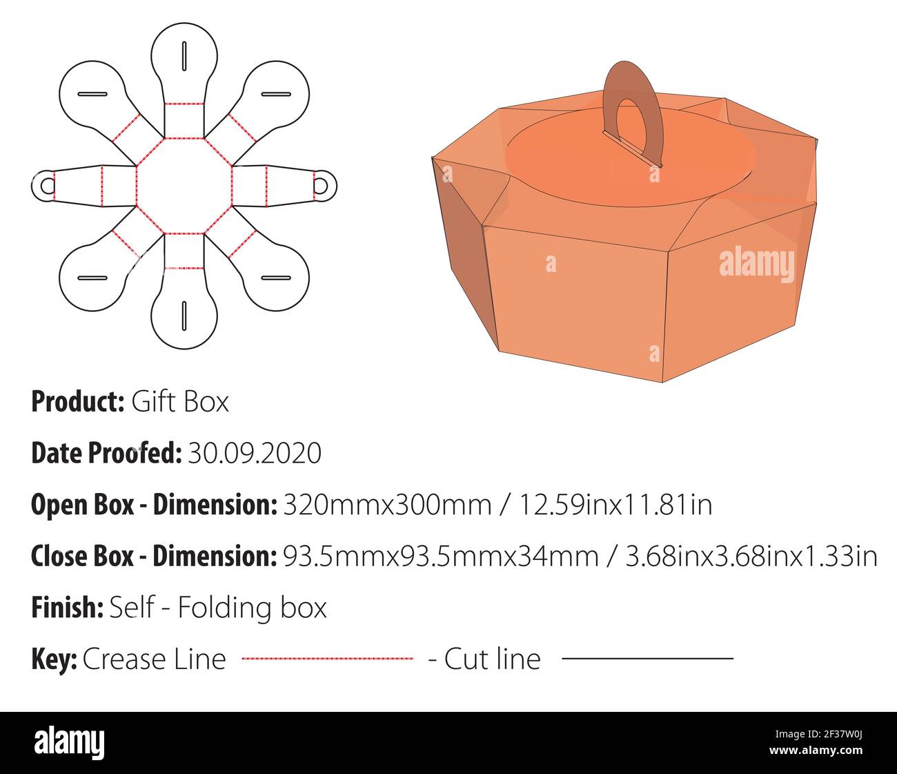 Gift box packaging design template selflock die cut vector Stock