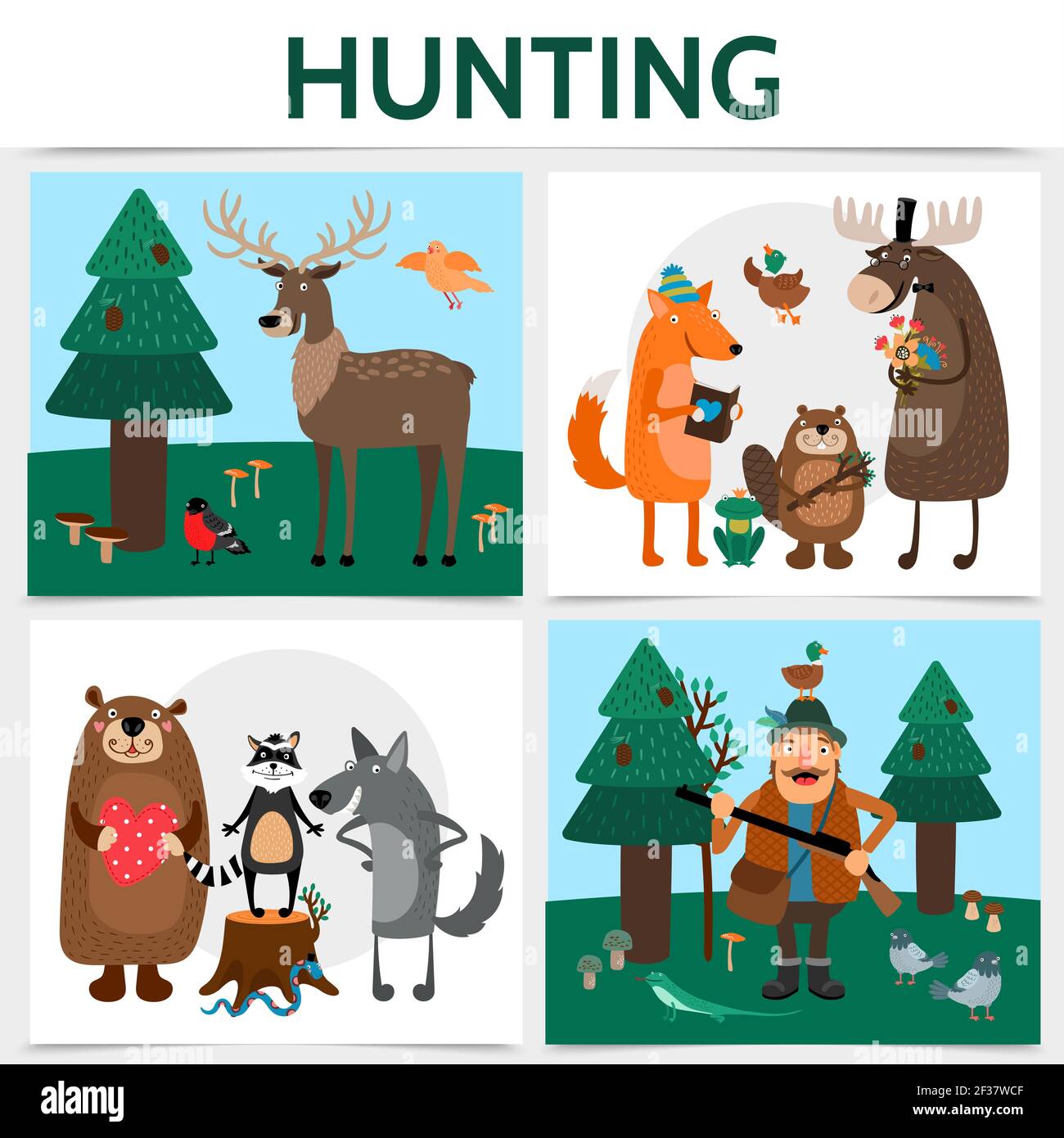 Hunting infographics set hi-res stock photography and images - Alamy
