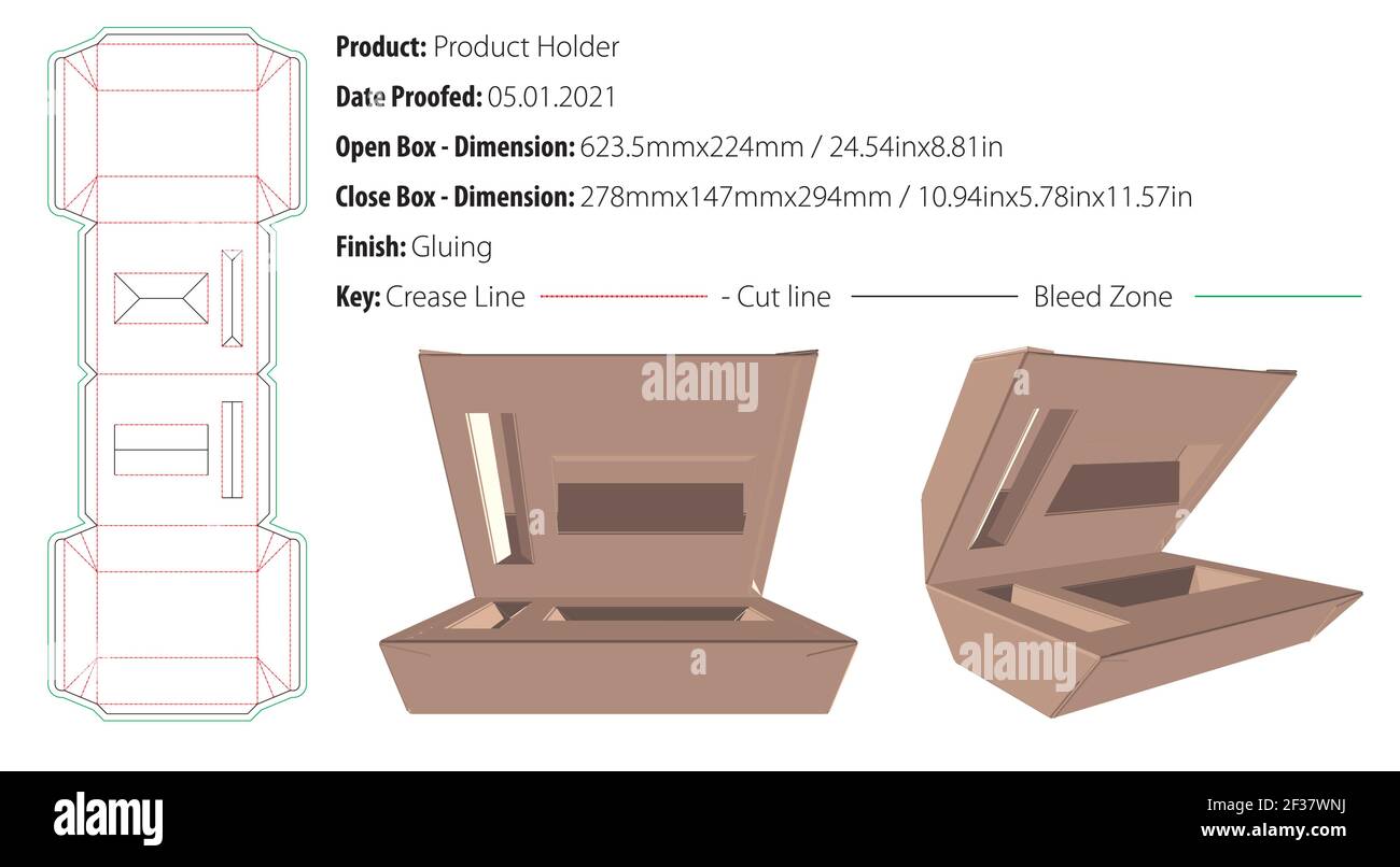 Product Holder packaging design template gluing die cut - vector Stock Vector