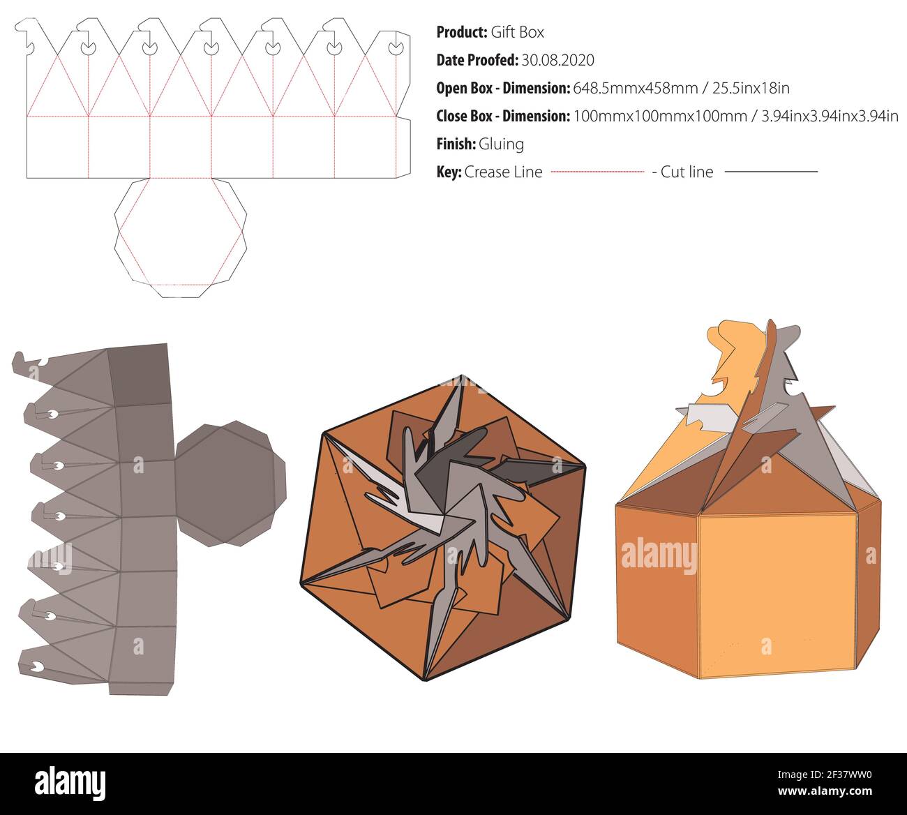 Gift box for many products die cut template vector Stock Vector