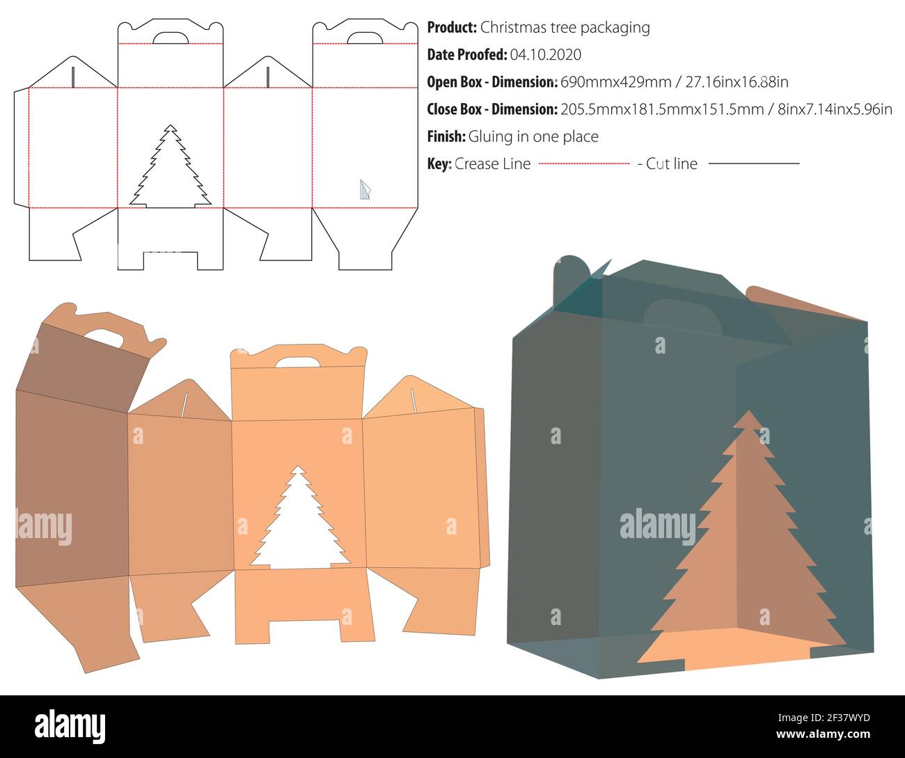 Gift box for many products die cut template vector Stock Vector