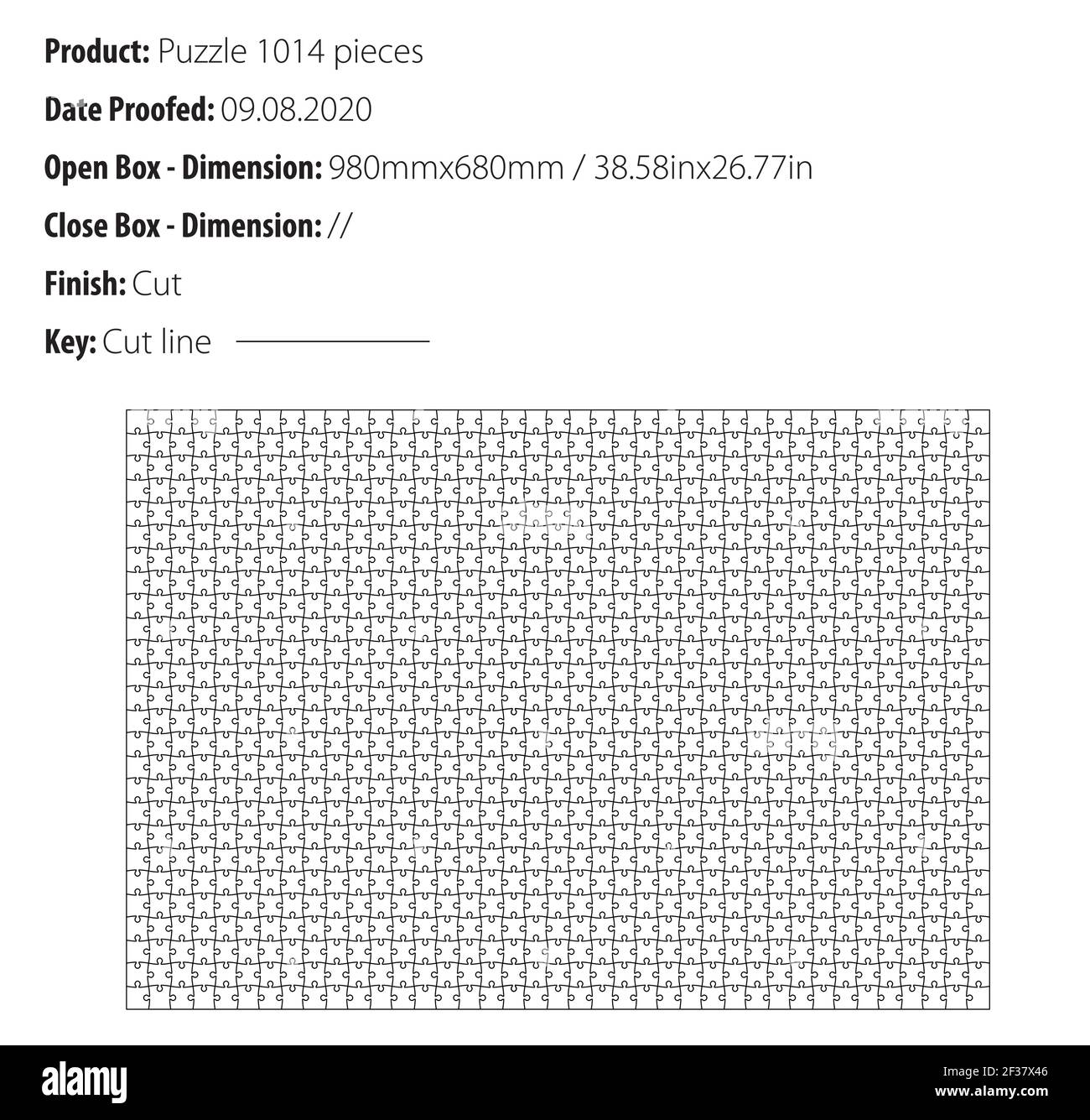 Puzzle 1014 Pieces B1 format template cut - die cut - vector Stock Vector