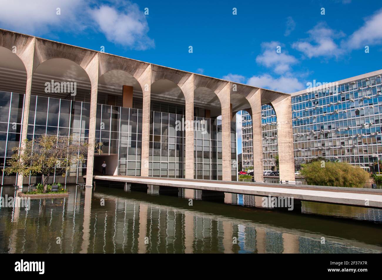 BRASILIA, BRAZIL - June 7, 2015: Itamaraty Palace, the headquarters of the Ministry of External Relations. Designed by Oscar Niemeyer. Stock Photo
