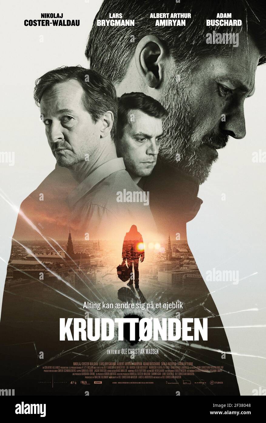 POWDER KEG, (aka KRUDTTONDEN), Danish poster, from left Lars Brygmann