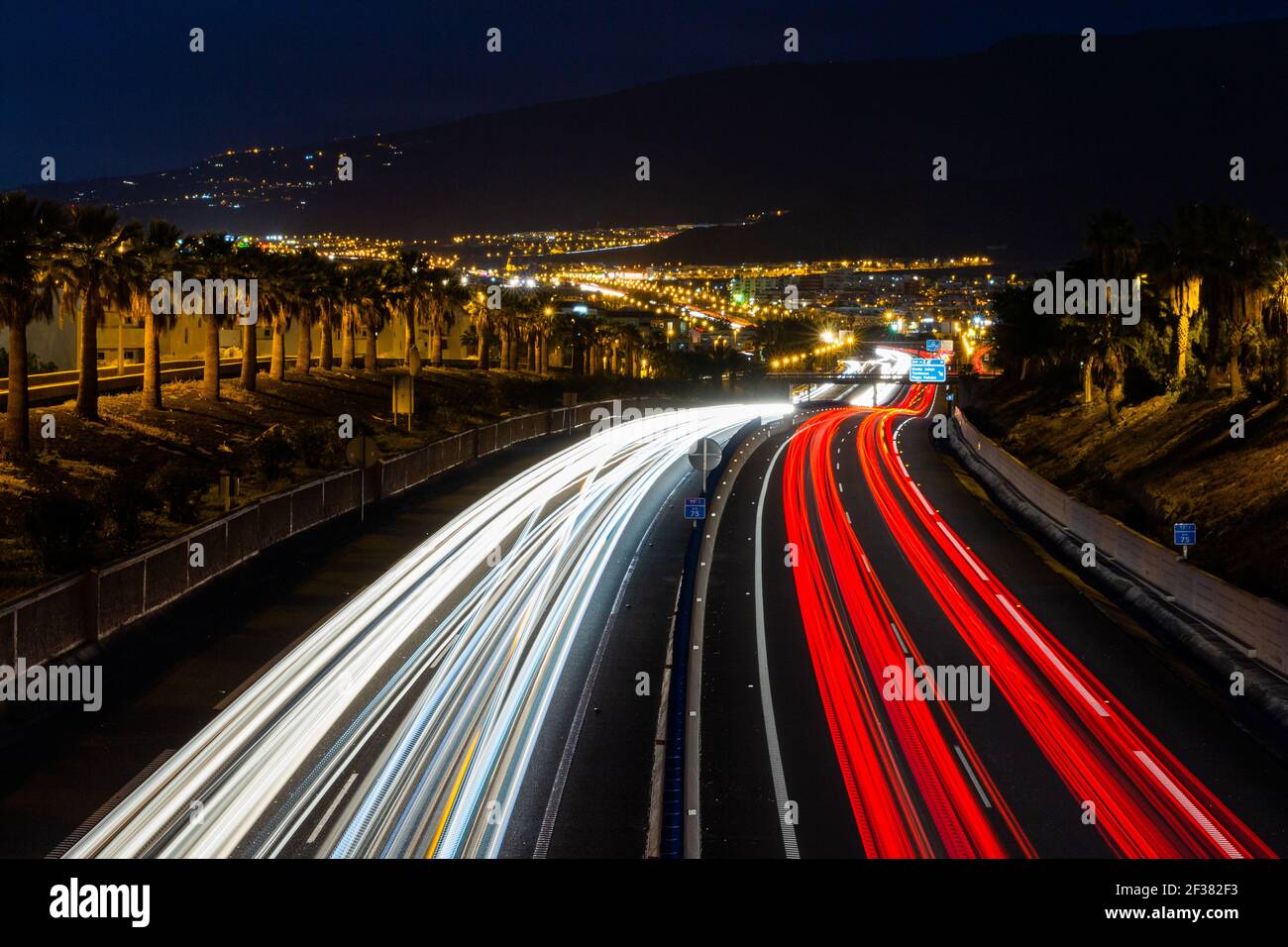 Stunning long exposure photo of the highway at night with the light ...