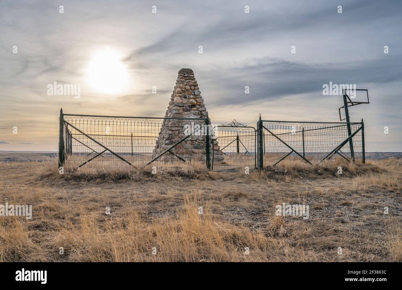 Treaty Seven Monument on the Siksika Indian Reserve in Alberta, Canada Stock Photo