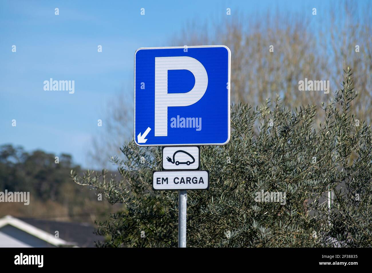 Electric car parking place in Portugal, car charging spot in Portugal