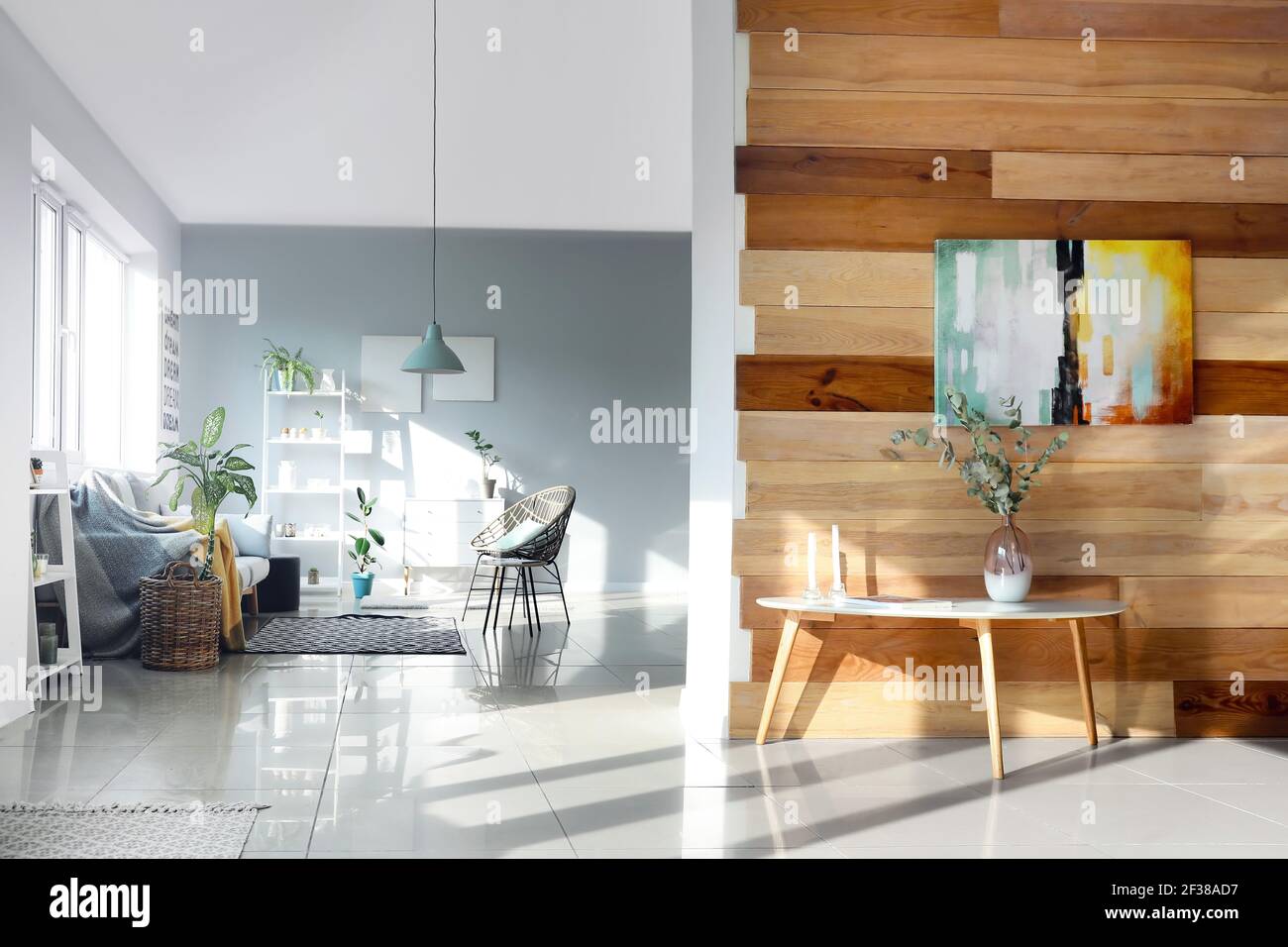 Stylish interior of living room Stock Photo - Alamy
