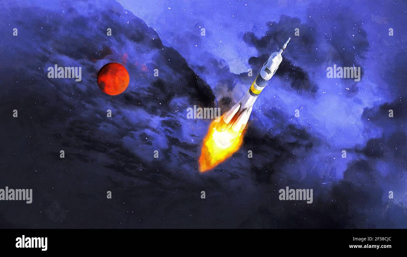 Launch vehicle in open space Stock Photo - Alamy