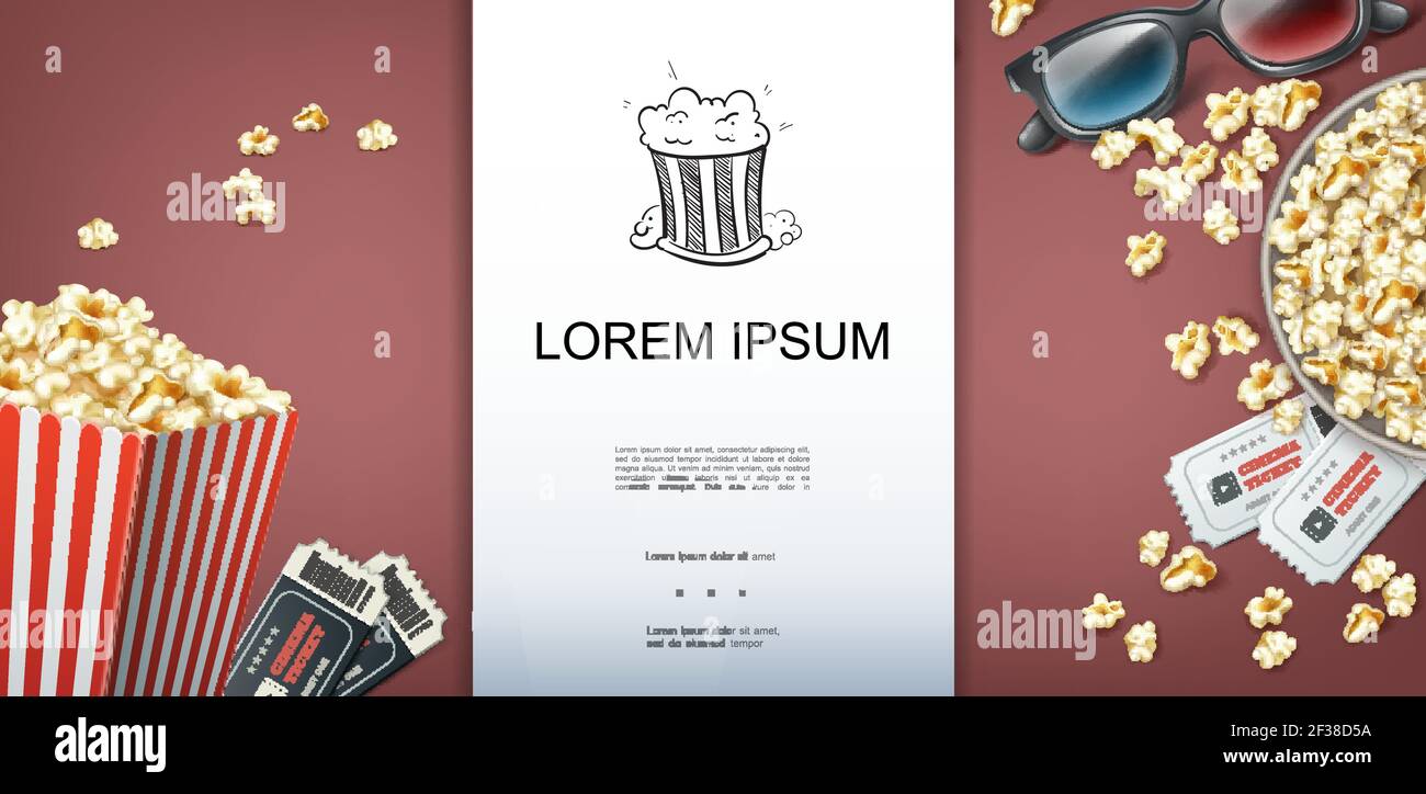 Colorful movie theater template with place for text cinema tickets 3d Colorful movie theater template with place for text cinema tickets 3d