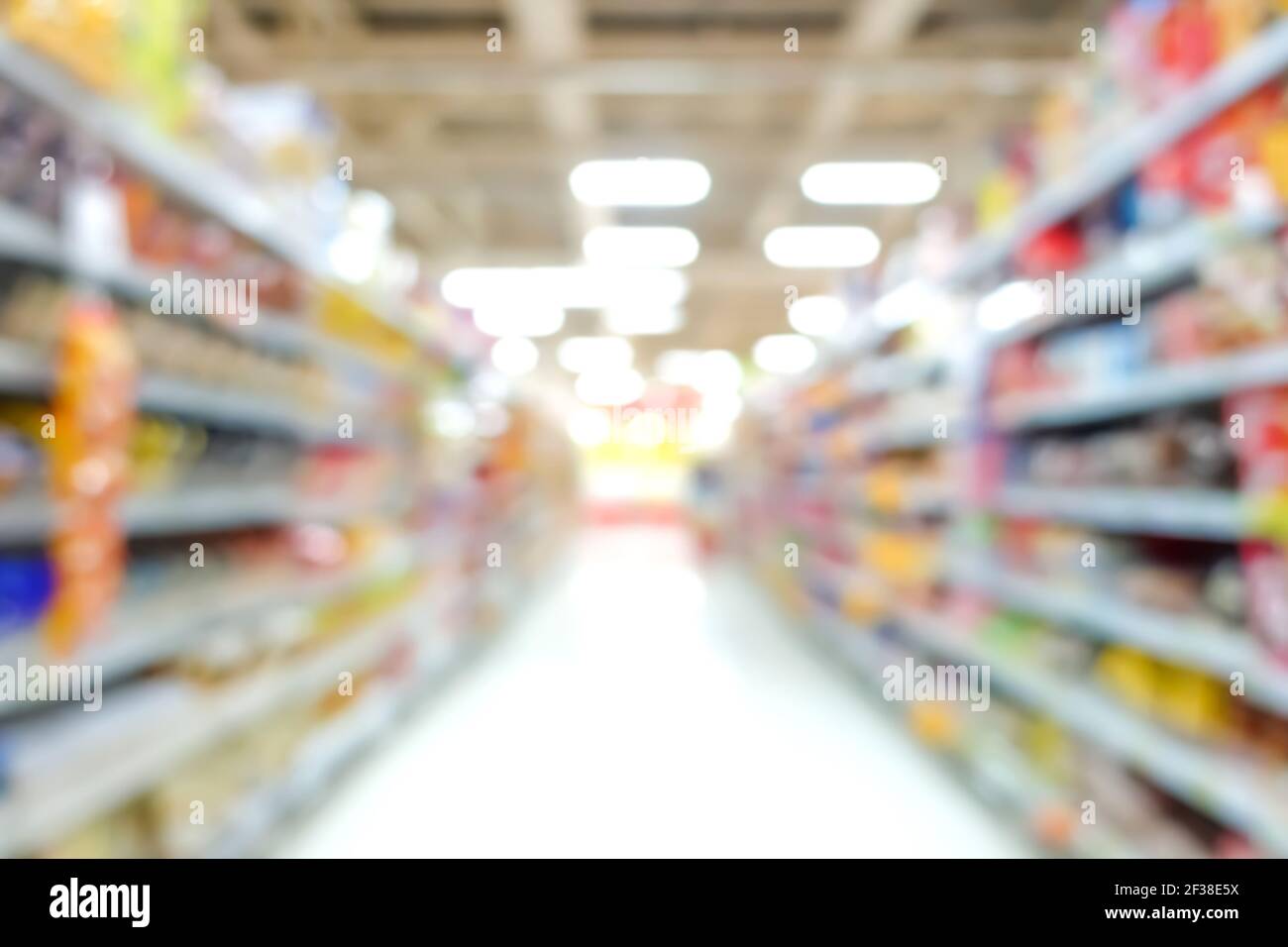 Blur image of aisle in supermarket, can be used as background Stock Photo