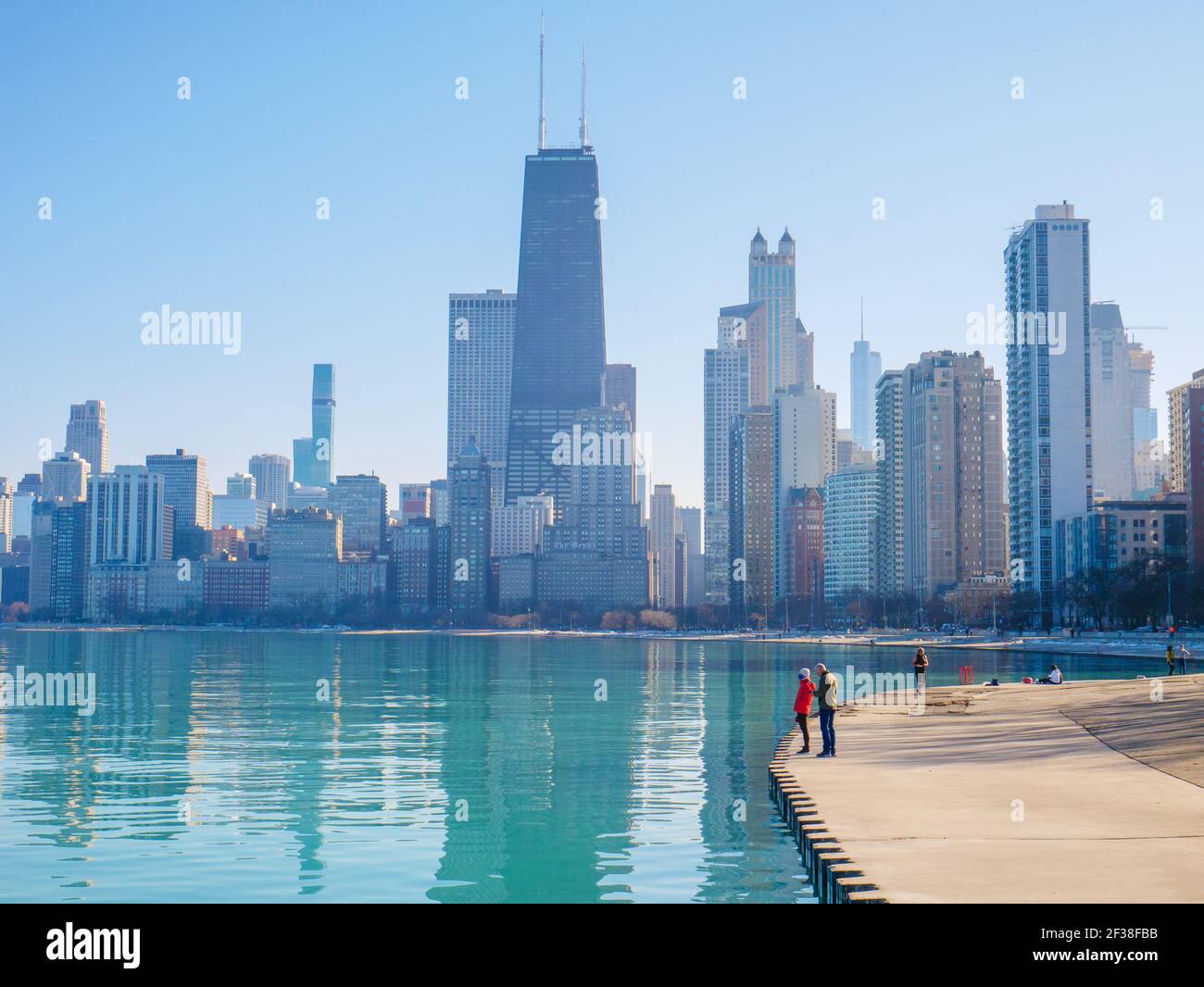 Chicago skyline and Lake Michigan. Stock Photo