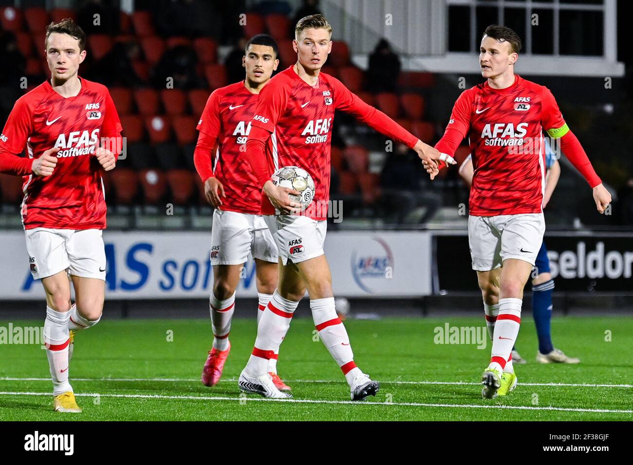 ALKMAAR, NETHERLANDS - MARCH 15: 1-1 Jong AZ goal by Jelle Duin of Jong AZ  during the Dutch Keukenkampioendivisie match between AZ U23 and Ajax U23 at  Stock Photo - Alamy