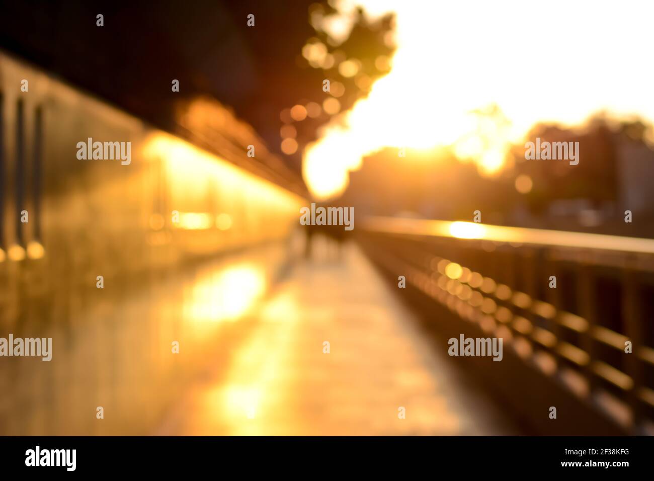 Blur abstract background from walkway in twilight Stock Photo