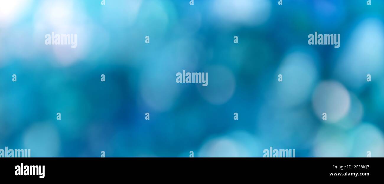 Abstract light blue bokeh panoramic (header) background Stock Photo