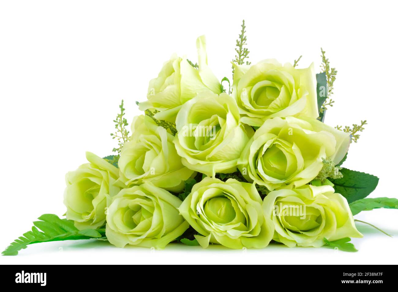 Green flower bouquet on white background Stock Photo - Alamy