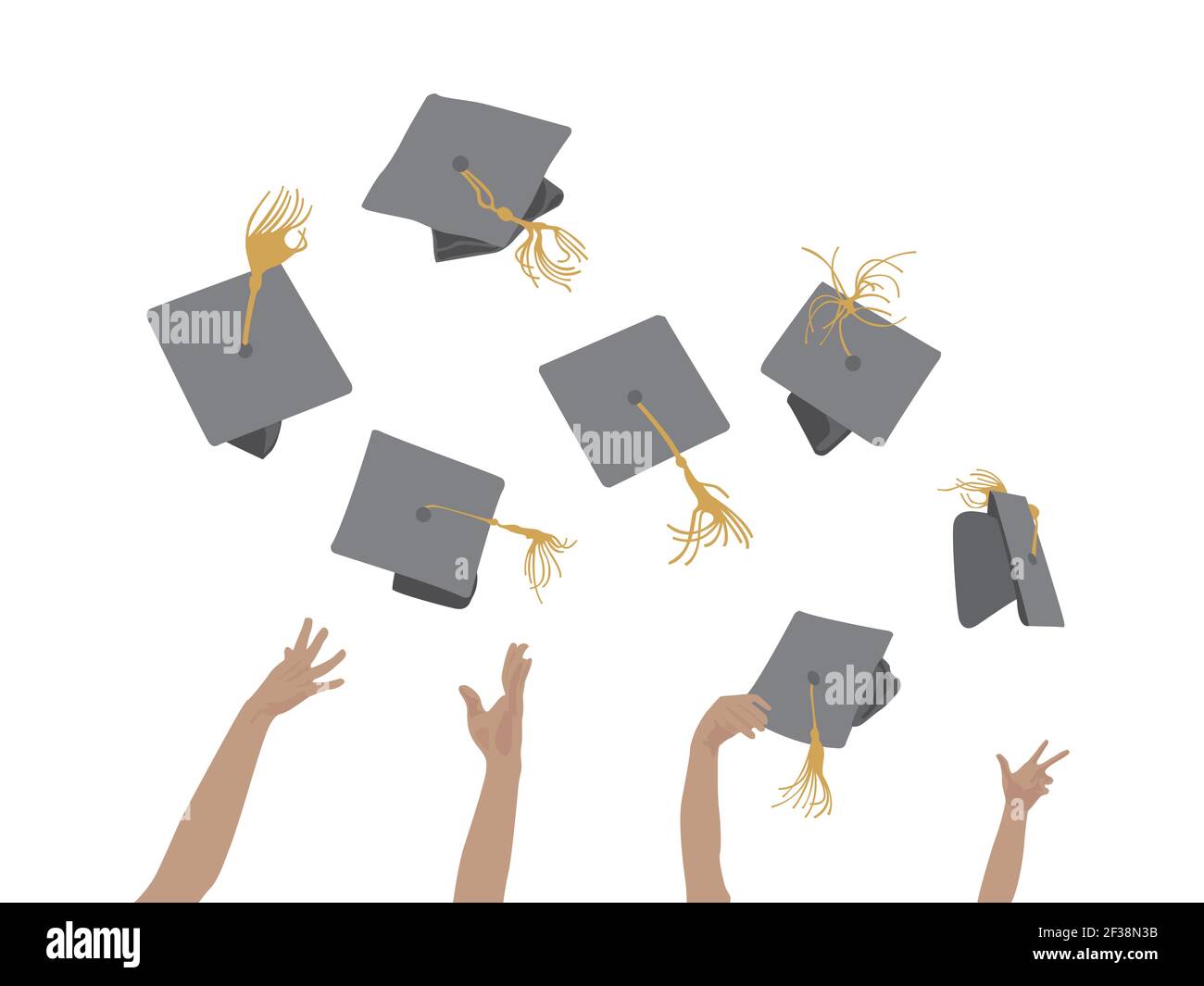 Graduation Celebration Cap Throwing on illustration graphic vector