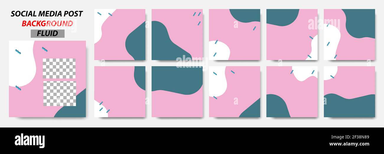 Set collection of square banner layout template background in white, red and memphis dot pattern Stock Vector