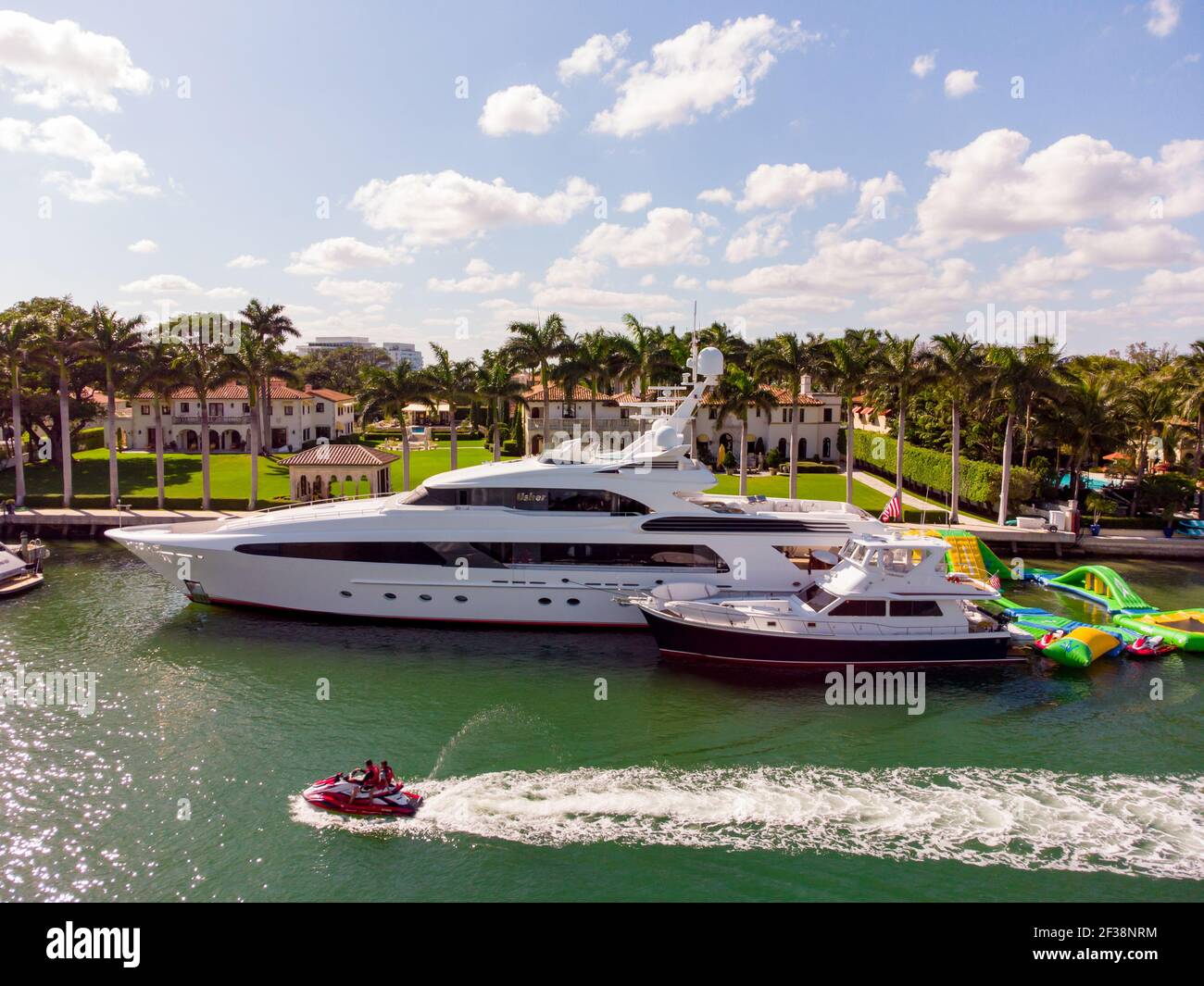 Usher yacht in Miami Beach FL aerial photo Stock Photo Alamy