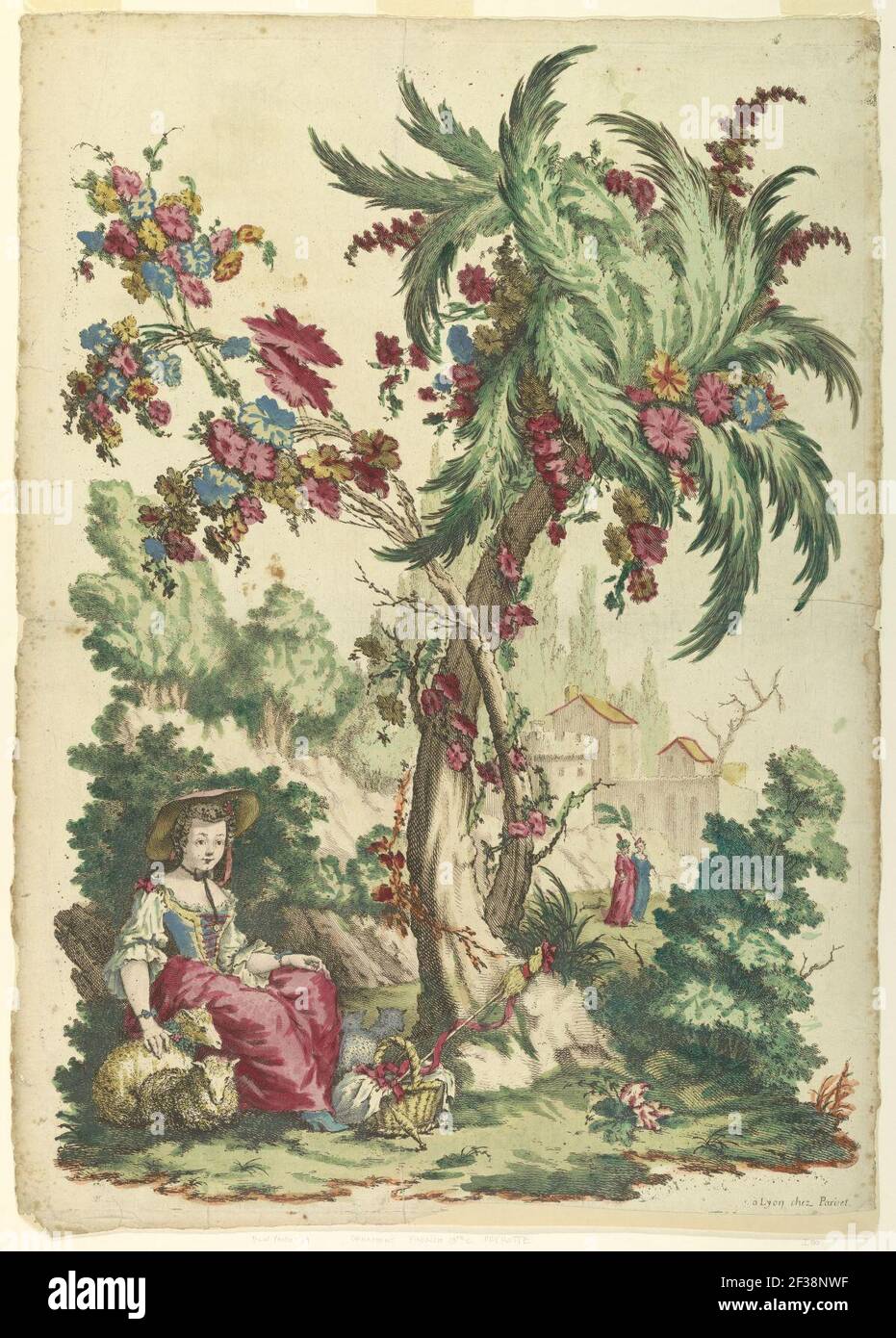 Print, A Little Shepherdess, 1740–45 Stock Photo