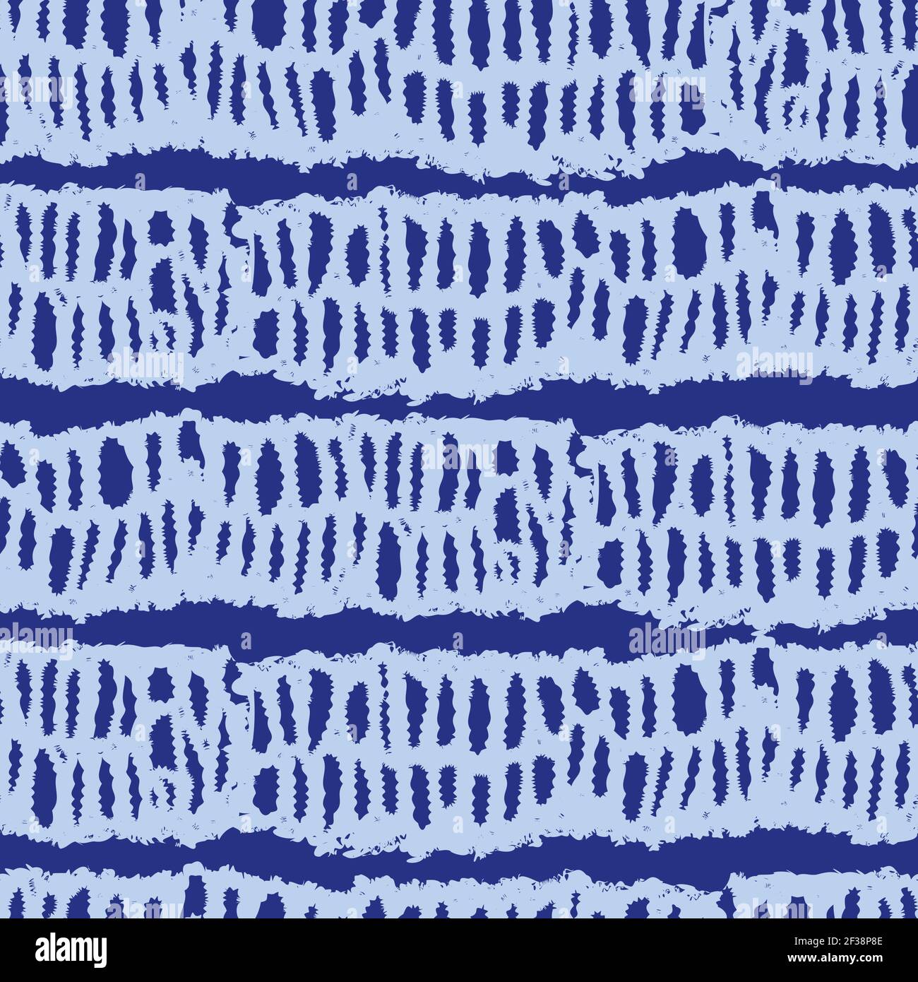 Vector blue shibori monochrome horizontal grunge stripes 03 seamless pattern. Suitable for textile, gift wrap and wallpaper. Stock Vector
