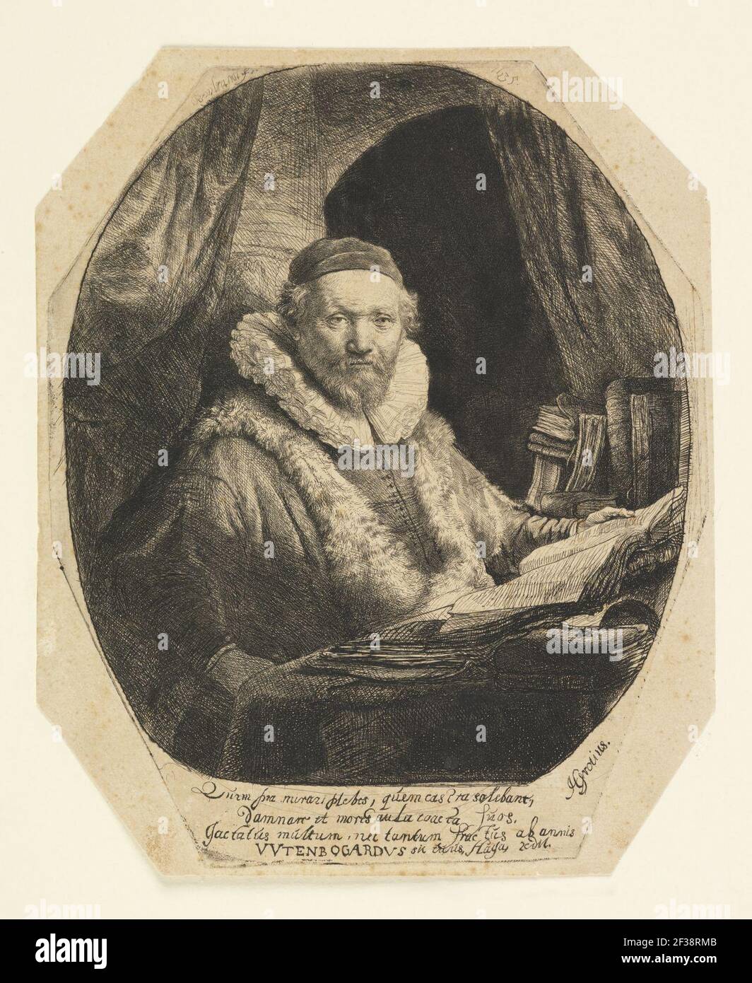 Print, Jan Vytenbogaert (1557–1644), Preacher of the Sect of Arminian Remonstrants, 1635 Stock Photo