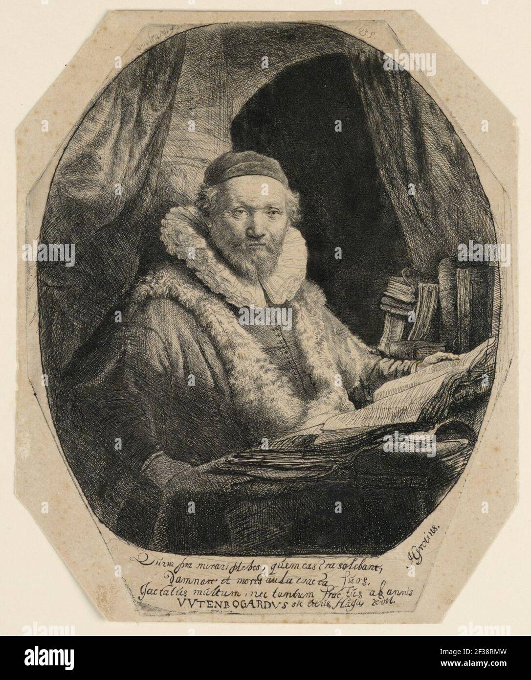 Print, Jan Vytenbogaert (1557–1644), Preacher of the Sect of Arminian Remonstrants, 1635 Stock Photo