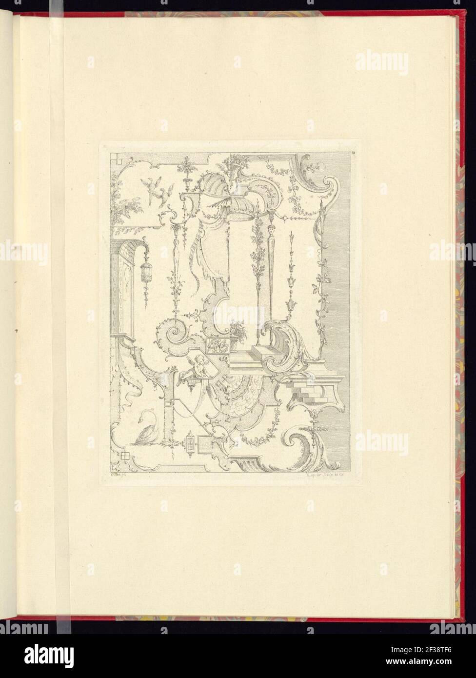 Print, Nouveau livre de principes d'ornements particulièrement pour trouver un nombre infini de formes qui dependent, d'après les dessins de Gillot. Peintre du Roy, gravé par Huquier; pl. 10 Stock Photo