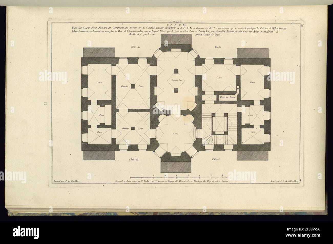 Print, Plan des Caves d'une Maison de Campagne - , 1745 Stock Photo