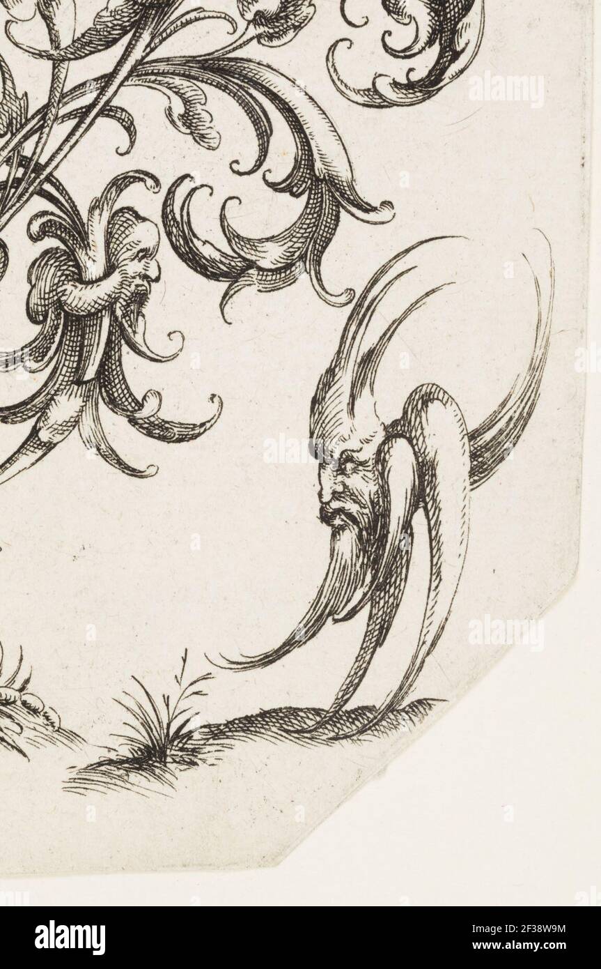 Print, Plate 5, from Die Folge der phantastischen Schmucksträβe (Suite of Fantastic Ornamental Bouquets), 1614 Stock Photo