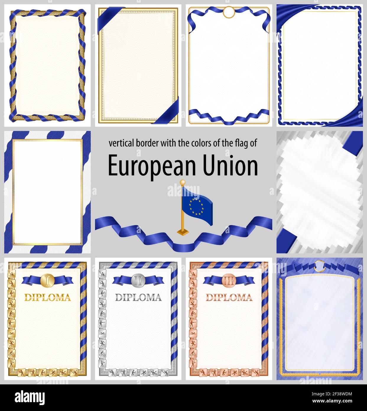 Set of vertical frames and borders in the colors of the flag of ...