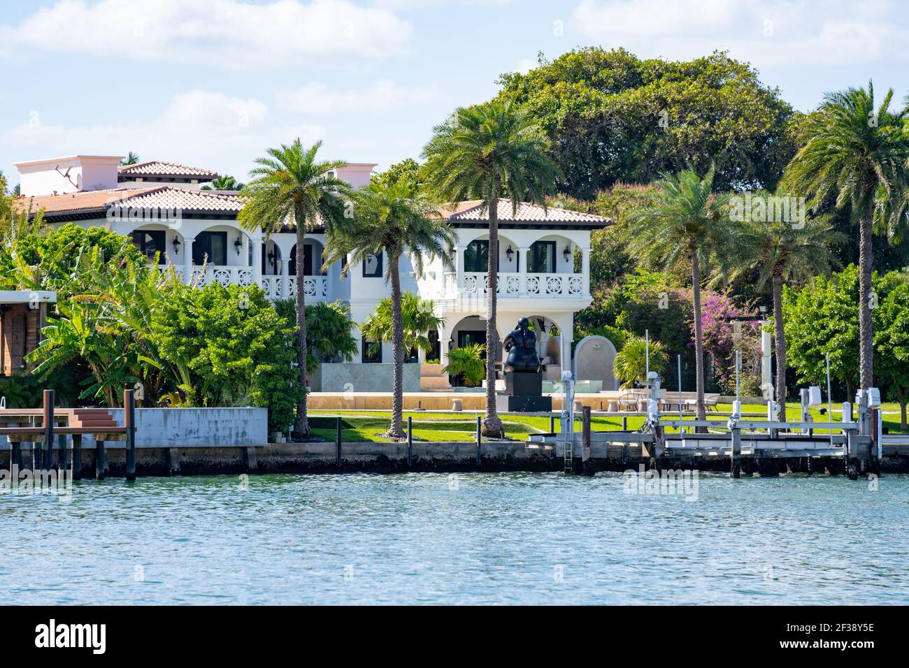 Mansion on the water Miami Beach scene Stock Photo