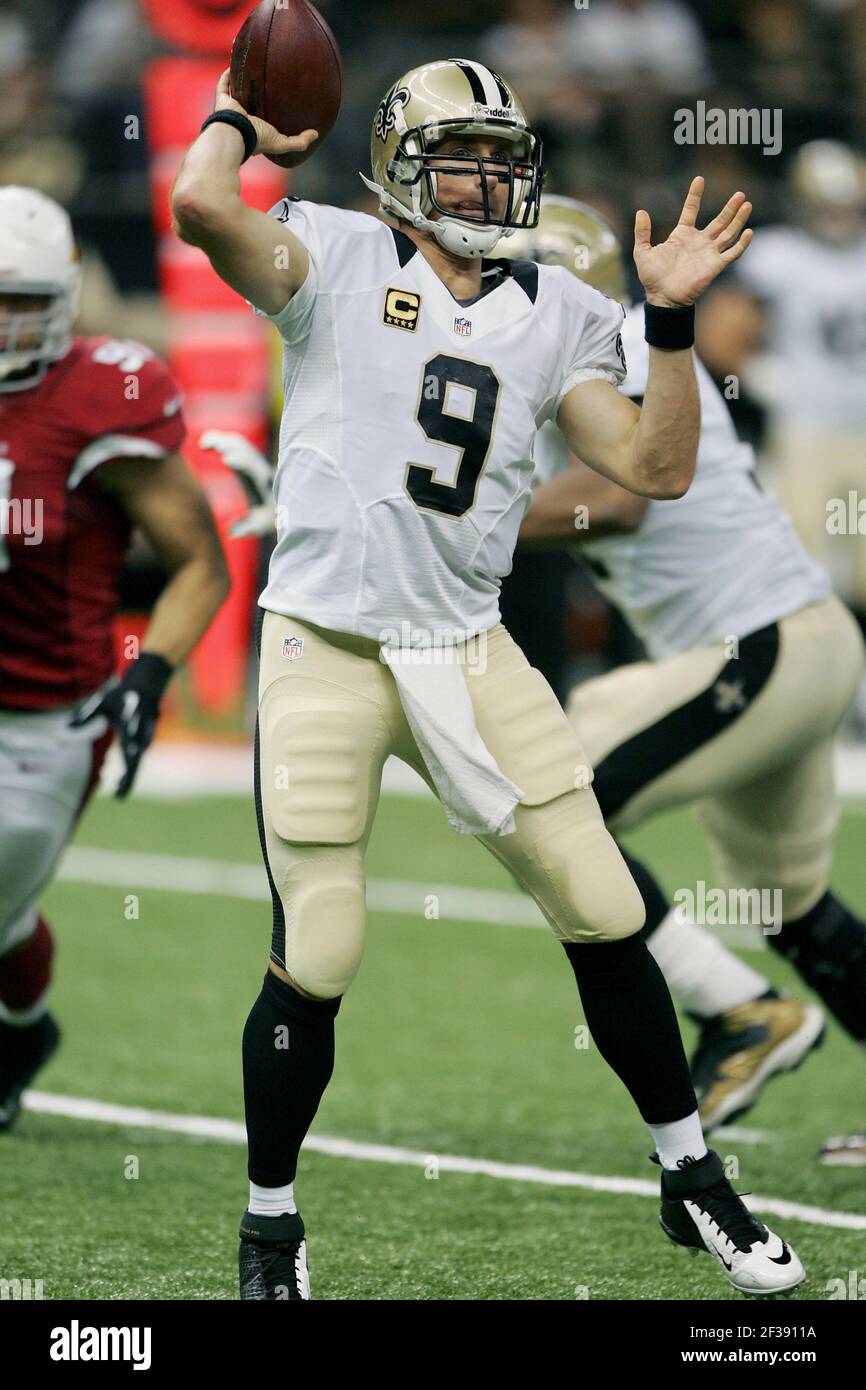 New Orleans Saints quarterback Drew Brees in the action during a National Football League game. Stock Photo