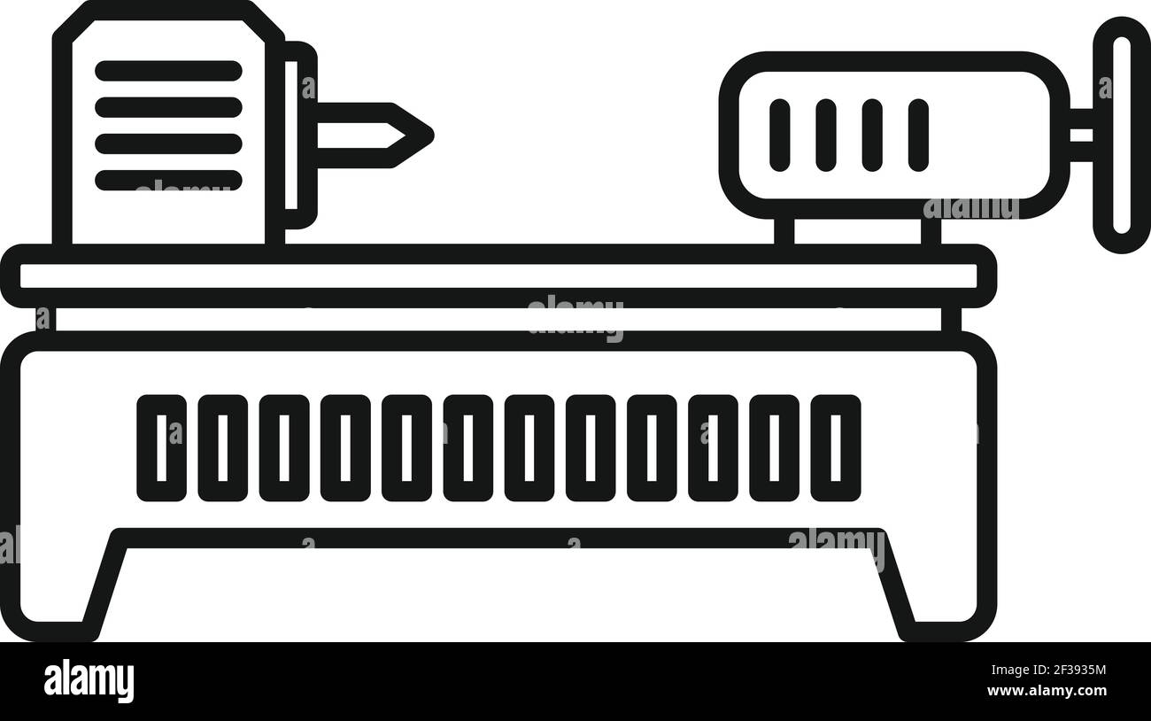 Lathe icon, outline style Stock Vector
