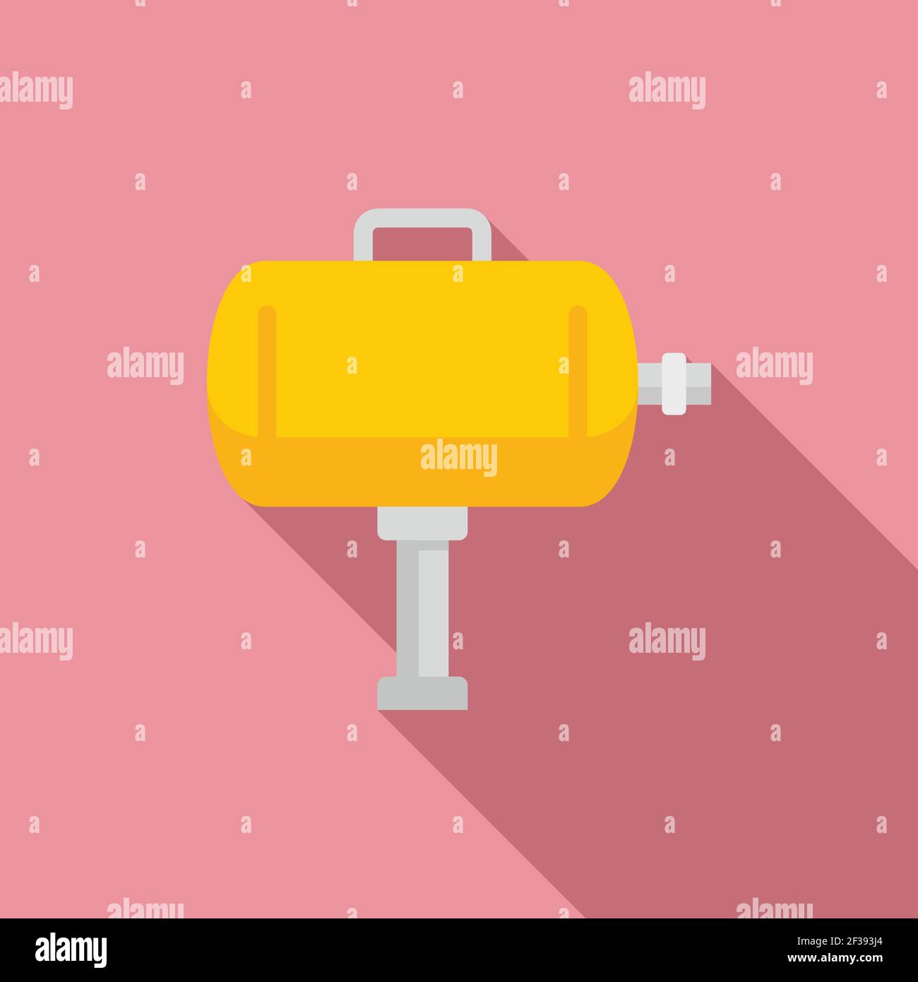 Tire fitting air compressor icon, flat style Stock Vector