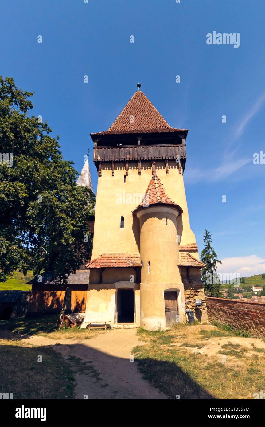 Defense tower of Biertan fortified church, Romania Stock Photo