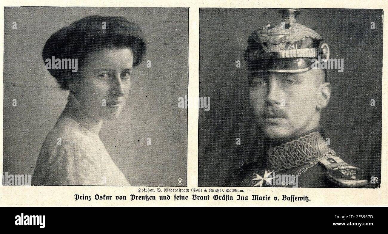 Prinz Oskar von Preußen und seine Braut Gräfin Ina Marie von Bassewitz, 1914. Stock Photo