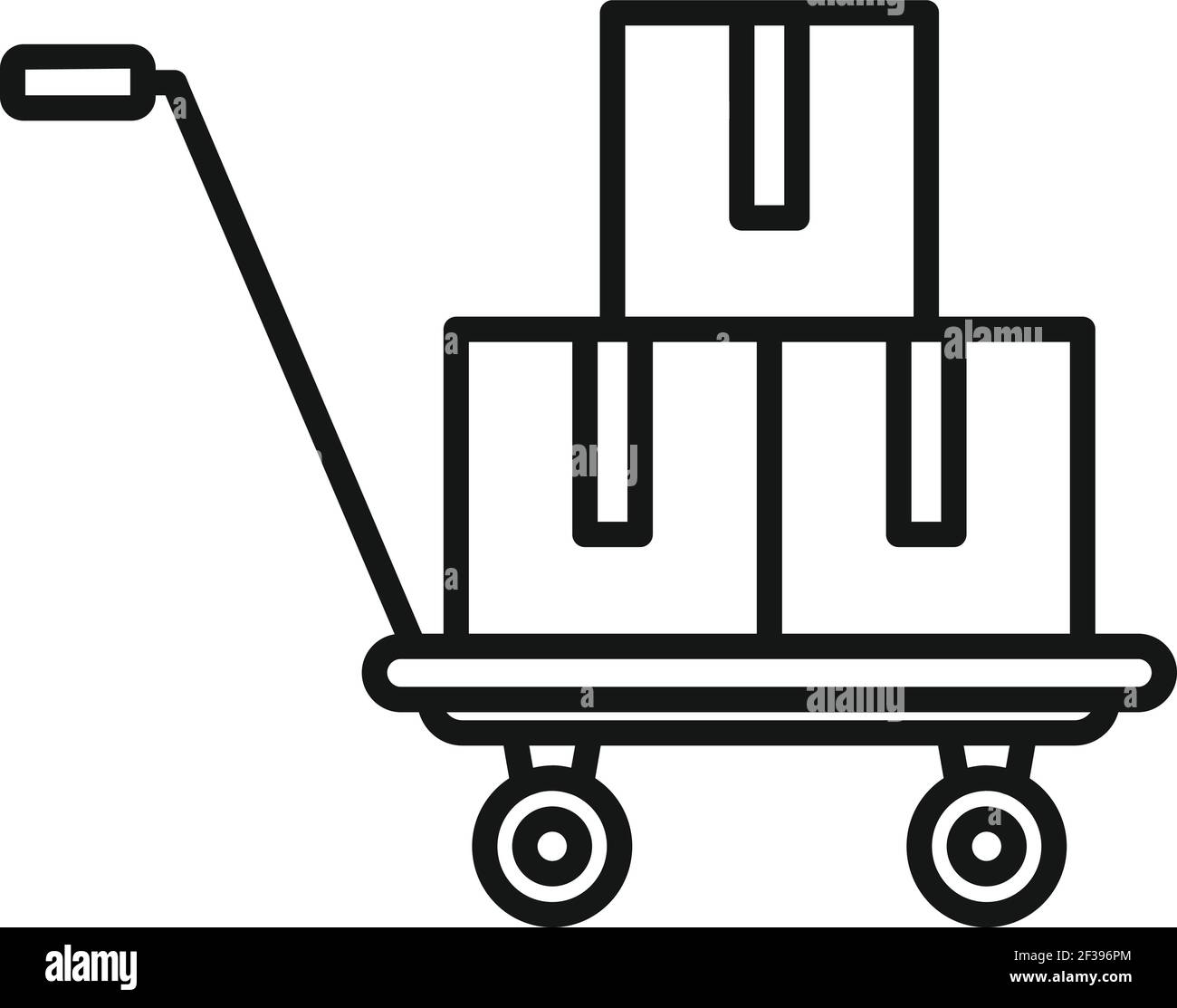 Parcel cart icon, outline style Stock Vector