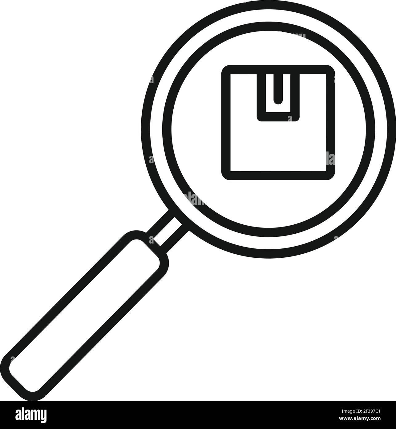 Search missed parcel icon, outline style Stock Vector