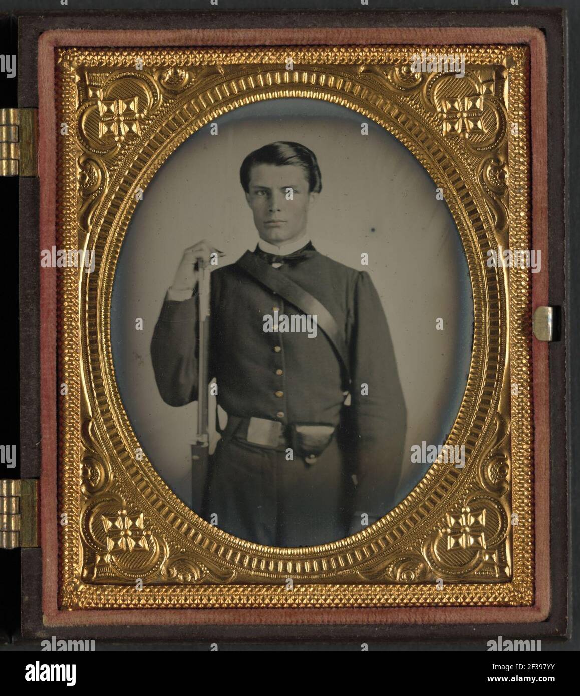 Private J.P. Robertson of Co. I, 12th South Carolina Infantry Regiment, in uniform with musket
