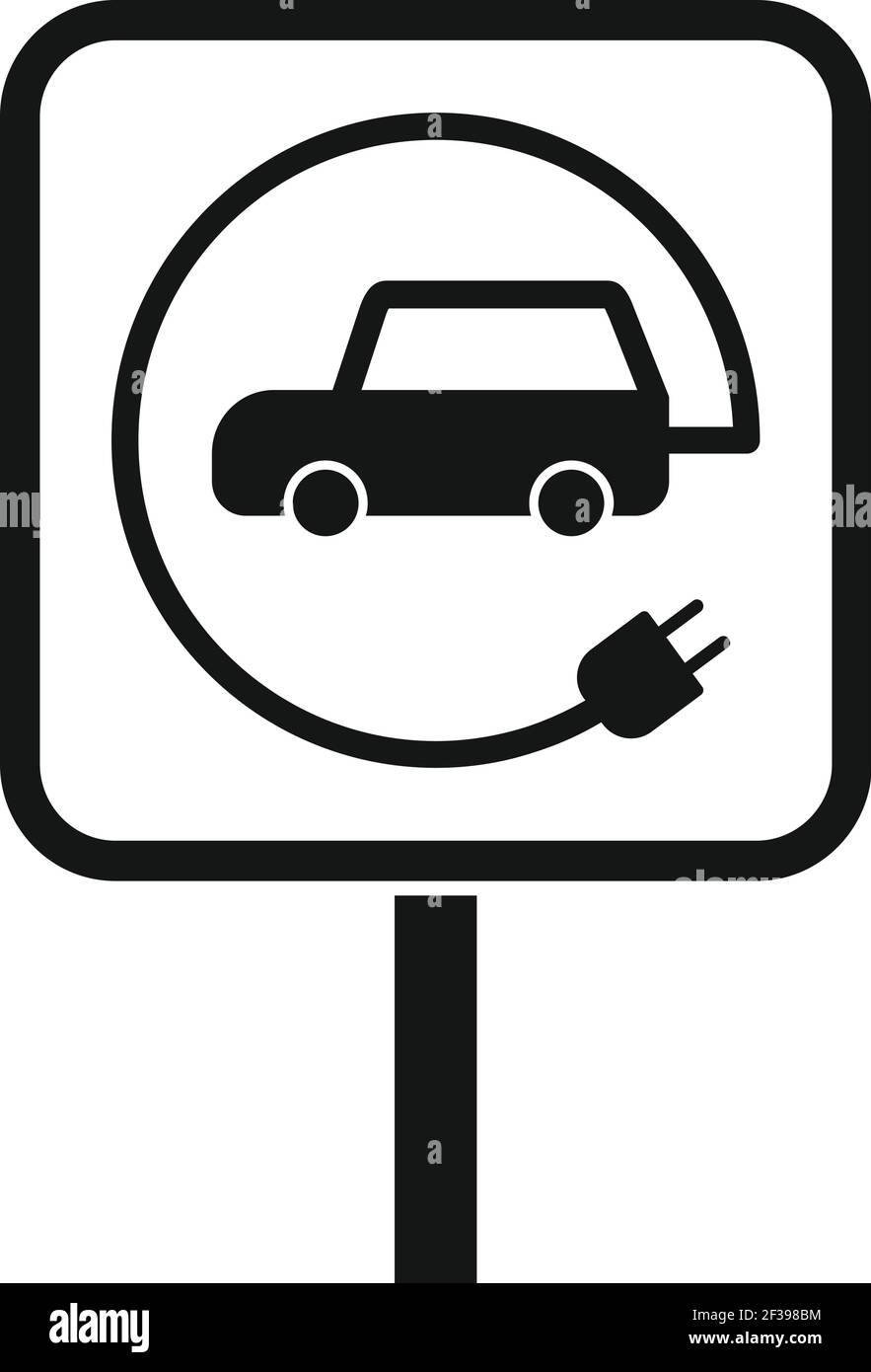 Electric car road sign icon, simple style Stock Vector