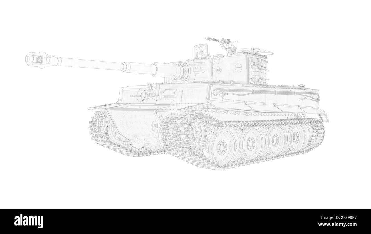 3D rendering of a world war two tank isolated on white background Stock Photo