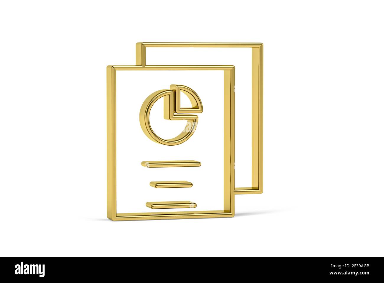 Golden 3d document icon isolated on white background - 3D render Stock ...