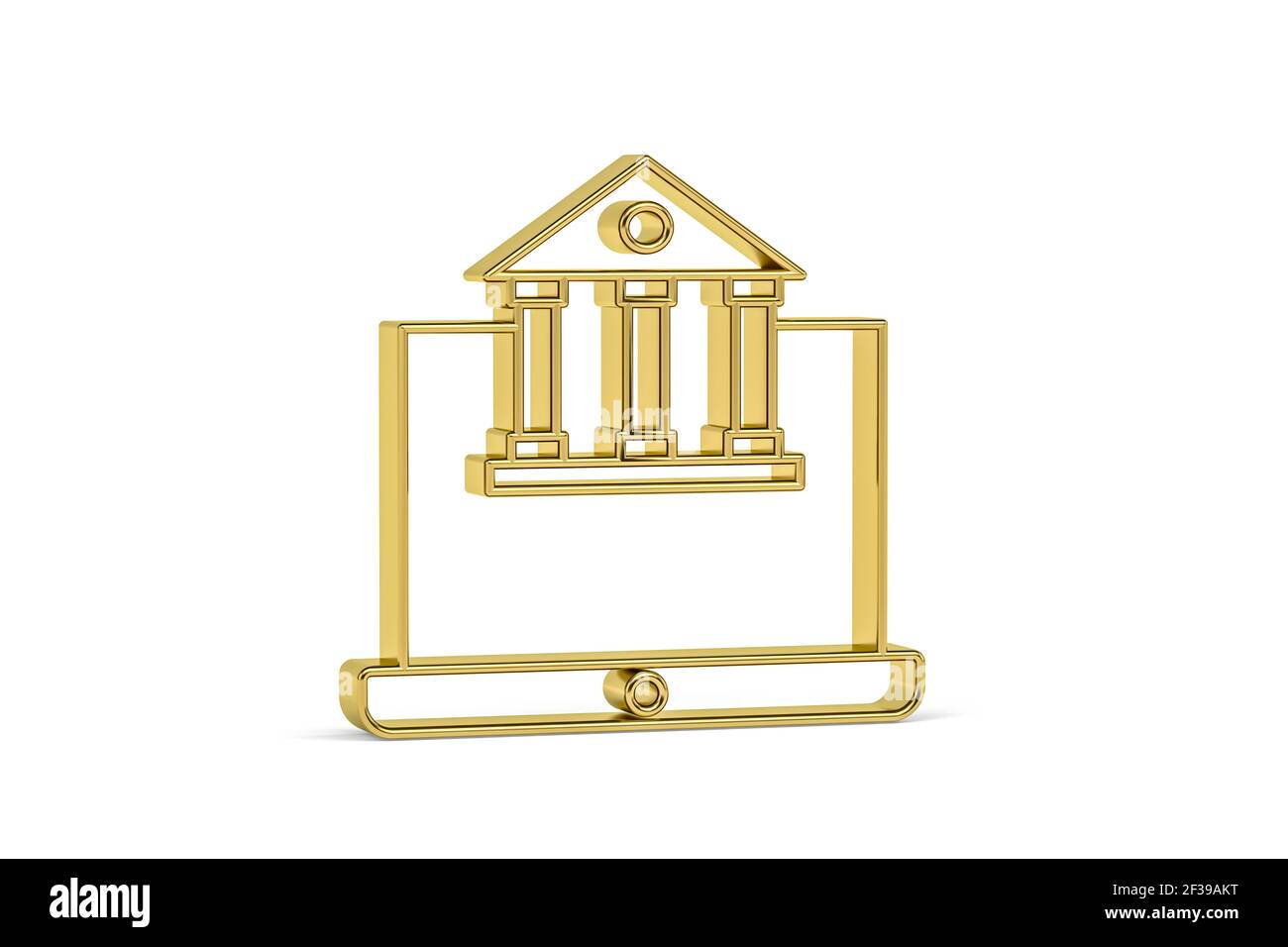 Golden 3d online icon isolated on white background - 3D render Stock ...